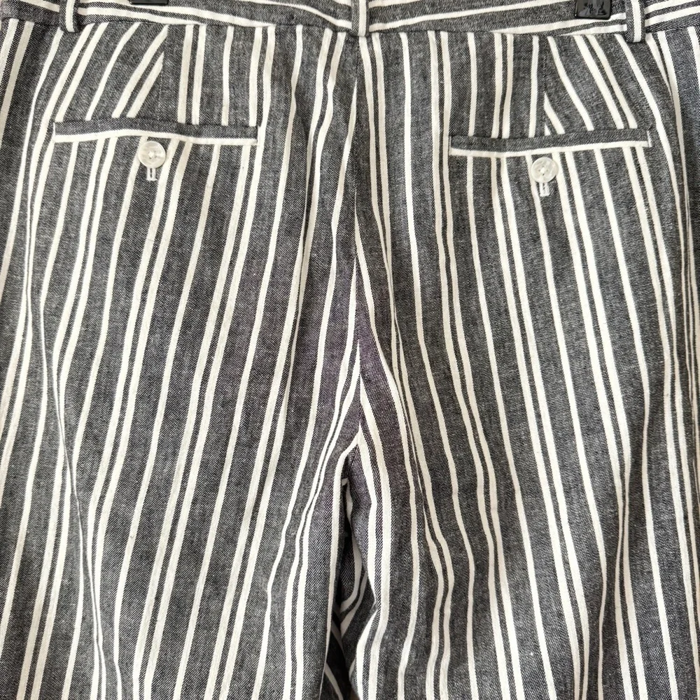 NWOT Banana Republic Avery Striped Linen Blend Tailored Ankle Pant Petite Sz 12